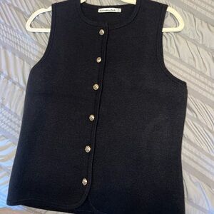 Abercrombie & Fitch Black Button Down Sleeveless Top